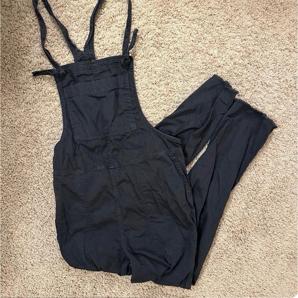 Black Cotton Overalls Jumpsuit